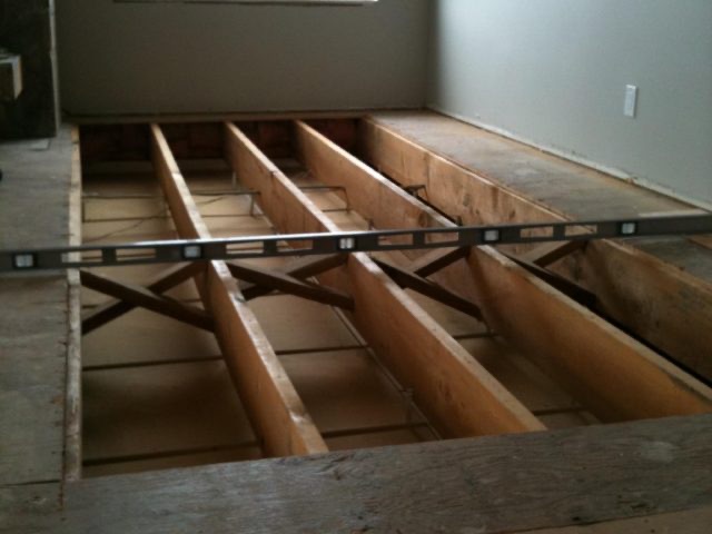Subfloor and framing prepared before flooring installation
